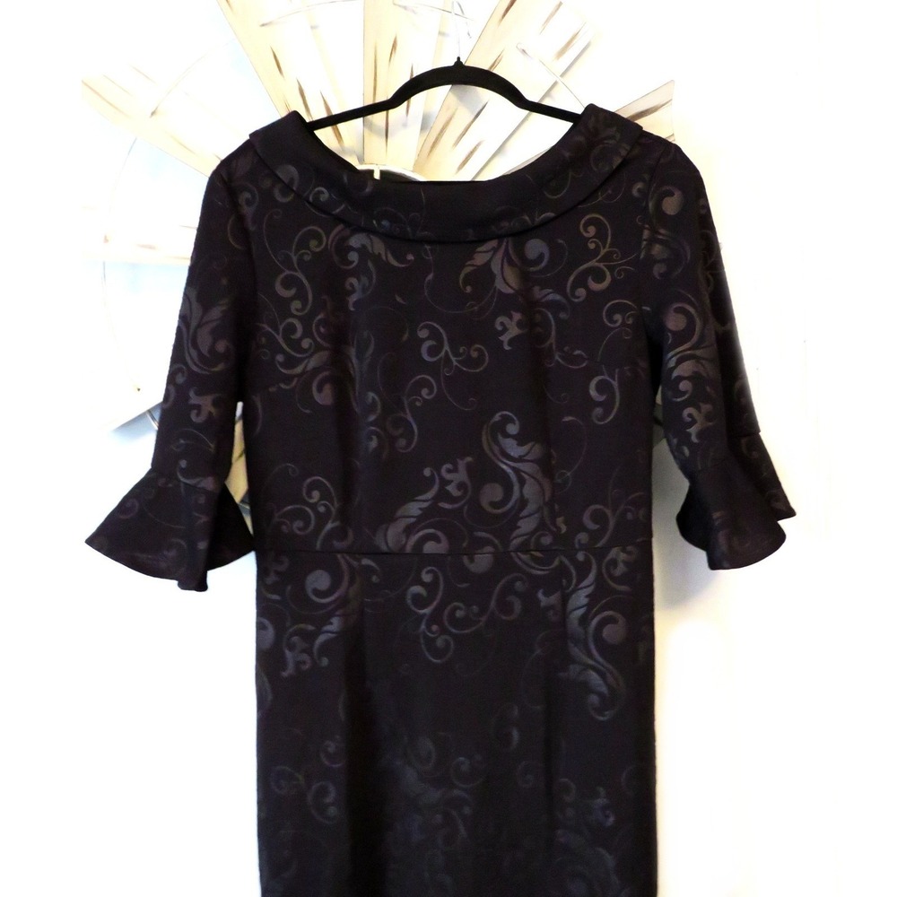 NWT Noctflos Retro Floral Trumpet Bell Sleeve Vintage Business Sheath Dress L - Picture 4 of 8